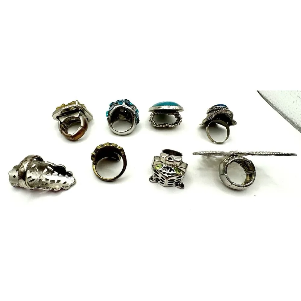 Ring Lot Fashion Butterfly Rhinestones Costume Stretch Adjustable